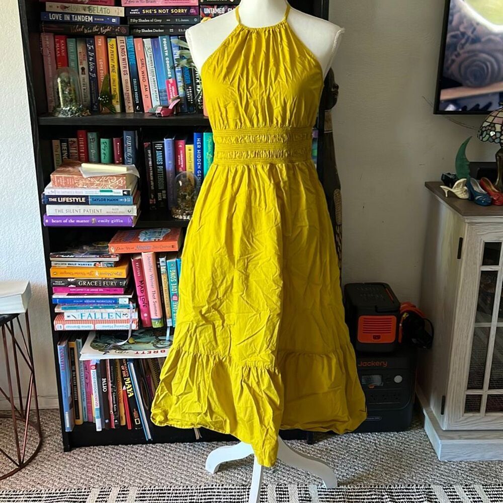 A new day size small mustard yellow dress casual wear dress